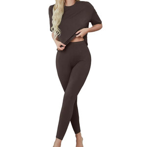 Logo personnalisé Ensemble deux pièces pour femmes Yoga Sports Ensemble professionnel fabrique des jambières de gymnastique de haute qualité et ensemble de hauts - Product Image 1