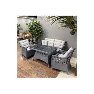 ANNAPARK Ensemble de sièges de jardin en rotin moderne pour l'extérieur Chaise de jardin grise - Product Image 2