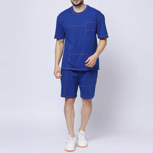 Conjunto doble de alta calidad y precio al por mayor para hombre, novedad de verano 2025, conjunto doble de dos piezas en color sólido, servicio personalizado OEM - Product Image 2