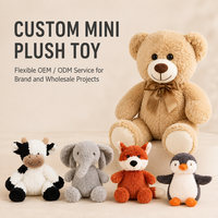 Jouets en peluche miniatures personnalisés de 10 cm, animaux mignons, ours en peluche, vache, éléphant, renard, pingouin, poupées en peluche, OEM ODM, vente en gros