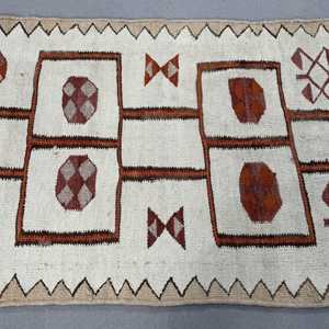 Vintage <b>Rug</b>, <b>Runner</b> 3.2x11.2 ft Turkish <b>Rug</b>, White Brown Solid Wool <b>Rug</b> - Product Image 3