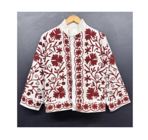 Suzani de algodón indio hecho a mano, chaqueta Bohemia con acabado corto bordado, cuello levantado, patrón Floral, ropa de fiesta de invierno, bordado - Product Image 1