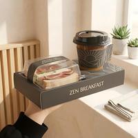 Boîte d'emballage alimentaire en carton écologique avec logo personnalisé en gros |   Laminage mat et gaufrage pour les plats à emporter de sushi, sandwichs et cafés