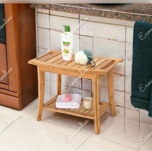 Tabouret de douche antique, siège en bois pour spa et bain, tabouret pour personnes âgées, femmes, étagère de rangement pour adultes, utilisation en salle, console en incrustation d'os - Product Image 6