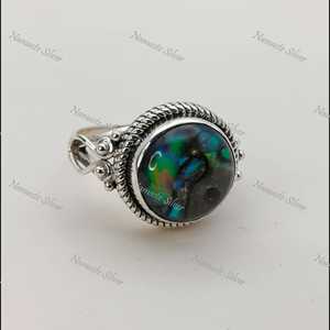 <b>Abalone</b> <b>Shell</b> Ring, Sterling Silver Boho Statement Jewelry - Product Image 4