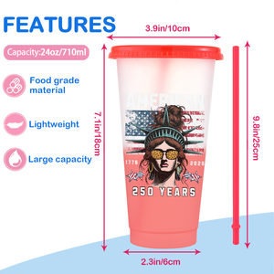 Toptan 2026 Çok Satan ABD Özgürlük Günü Hediyelik Plastik 16oz 24oz Soğuk Suyla Renk Değiştiren Parti Bardakları - Product Image 3