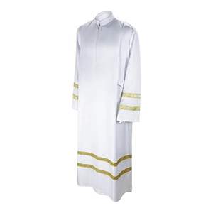 Bon marché Robe de prêtre en coton mélangé avec fermeture à glissière Col romain pour les cérémonies religieuses - Product Image 4