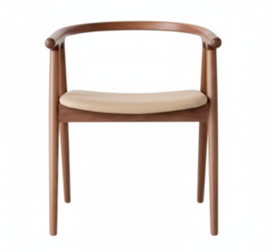 Arco Mango Wood Chair with Minimalist Design Soft Upholstery Cushioning and Elegant Natural Finish - Product Image 3