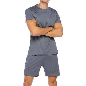 ชุดเสื้อกีฬากางเกงขาสั้นและกางเกงขาสั้นแบบถักสำหรับผู้ชายชุดออกกำลังกายแห้งเร็วระบายอากาศได้ดีสำหรับฤดูร้อน - Product Image 4