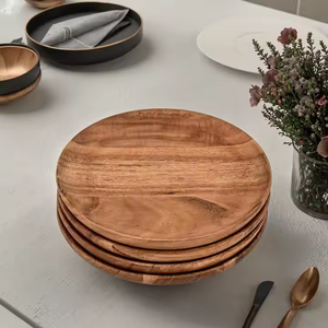 Solid Acacia Wood Handmade Customized Logo Classic Serving <b>Tray</b> Frost Sustainable Eco-Friendly Charger Plate Parties Food - Product Image 1