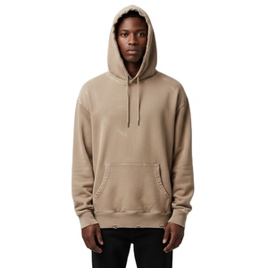 Sudadera con capucha de doble capa OEM Streetwear, estilo vintage, lavado ácido, dobladillo sin rematar, algodón, oversize, hip-hop, personalizada para hombre - Product Image 1