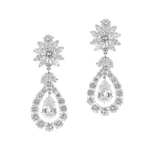 Classic Dangle Drop Lab Grown Diamond Earring With 925 Sterling Silver IGI Certified Graduation Wear American Diamond - Product Image 1