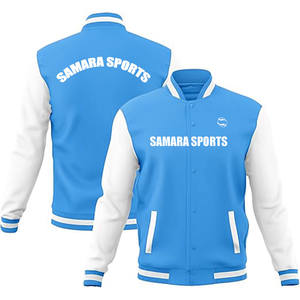 Parches bordados a rayas de otoño e invierno personalizados mangas de cuero chaquetas universitarias con letras de béisbol Vintage de lana para hombre - Product Image 1