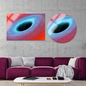 Arte de pared en lienzo con estampado de galaxia moderna: impresionante diseño de Vía Láctea, círculo de vidrio - Product Image 1