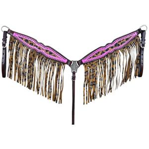 Customizable Classic Western Equestrian Horse Chest Collar Hand-Tooled Braided Raw Hide with <b>Beaded</b> Metal Leather Options - Product Image 5