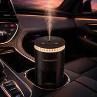 Diffuseur d'arômes intelligent pour voiture, lumière d'ambiance 360°, brume nano ultrasonique, rechargeable par type-C, sans fil