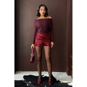 <b>Sequined</b> Velvet <b>Shorts</b> - [object Object] - Product Image 1
