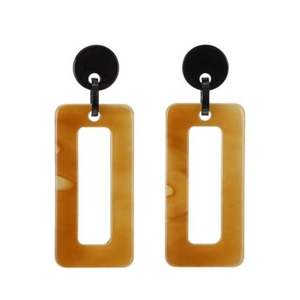 Boucles d'oreilles pendantes élégantes faites à la main en corne de buffle et résine jaune pour femme, légères, style vintage ethnique bohème, bijoux artisanaux naturels - Product Image 4