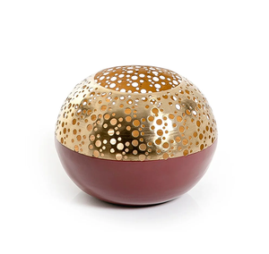 การออกแบบที่กําหนดเองเหล็กพรุนโลหะผู้ถือ Votive ชาผู้ผลิตผู้ถือเทียนแสงชาโลหะสําเร็จรูปสีทอง - Product Image 4