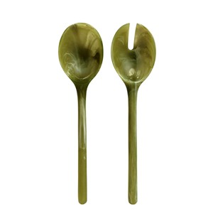 Servidores de Ensalada en Madera de Mango con Esmalte Blanco, Juego de Servidores de Ensalada de Madera Natural con 2 Espátulas, Utensilios Hechos a Mano Sostenibles - Product Image 3