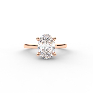IGI Certified Oval Cut Lab Grown Diamond Solitaire Engagement <b>Ring</b> in 14K Rose / White & Yellow Gold - Product Image 5