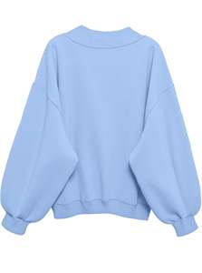 Unisex Loose <b>V</b> <b>Neck</b> <b>Sweatshirt</b> Fashion Oversized Pullover Casual Streetwear Soft Cotton Ribbed Hem Baggy Top - Product Image 4