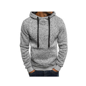 Sweat-shirt à capuche gris brodé pour homme, en molleton avec poche kangourou, manches longues, style décontracté streetwear, éco-responsable, personnalisable - Product Image 4