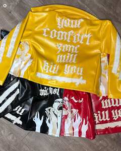 Vestes pour hommes personnalisées, chemise en cuir de haute qualité, veste bomber, fermeture éclair, veste en cuir PU brodée pour hommes - Product Image 2