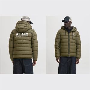 Veste matelassée en denim de haute qualité pour homme, style vintage, col montant, logo brodé sur le devant, motif uni, fermeture éclair pour l'hiver - Product Image 1