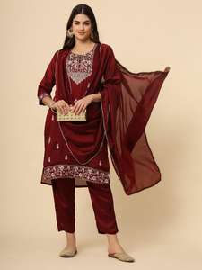 El último diseñador Maruti Fashion Soft Silk bordado Kurti Pant Dupatta Set para mujeres Ropa india y pakistaní - Product Image 4