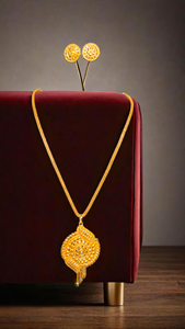 Acheter Boucles d'oreilles collier design tendance serti de boucles d'oreilles collier plaqué or 22ct de qualité supérieure ensemble pour les femmes porter des bijoux - Product Image 3