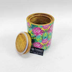 Tarro de fruta seca con estampado de esmalte de madera de lujo con mango curvo para almacenamiento elegante tradebyd - Product Image 2