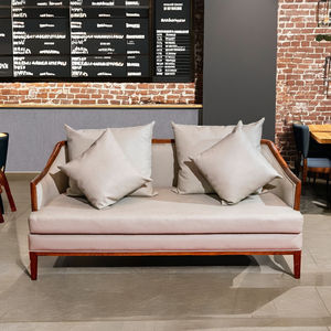 Sofá de cuero de madera de fresno de 2 plazas duradero, decoración elegante, muebles de sala de estar, asiento de cuero, marco de madera de Fresno para apartamento, Hotel, Villa - Product Image 1