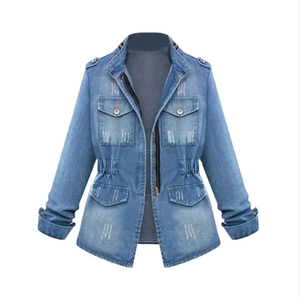 Chaqueta vaquera lavada con relleno de algodón de invierno para mujer, manga larga, soporte sólido, aspecto impermeable, tamaño personalizable, pantalones vaqueros al por mayor - Product Image 5