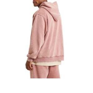 Sweats à capuche délavés à l'acide à l'épaule en éponge française pour hommes ensemble de pulls à capuche en coton vintage pour vêtements décontractés - Product Image 4