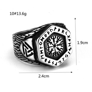 Bague Yunnique pour Homme en Acier Titane avec Boussole Viking - Style Rétro Inoxydable - Style Européen et Américain - Vente en Gros - Product Image 5