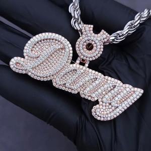 Pendentif en moissanite cultivée en laboratoire VVS RB Gems, en argent sterling 925 plaqué or, finition classique personnalisée, design lettre, bijoux - Product Image 3