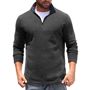 Modern Streetwear Regular Fit Quarter Zipper <b>Sweatshirt</b> Stand Collar <b>Zip</b> up Pullover Trendy Fashion Casual Outerwear <b>Sweatshirts</b> - Product Image 1