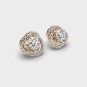 Nouvelles boucles d'oreilles créoles en or jaune 10k/14k/18k avec diamant rond de laboratoire, bijoux pour occasions spéciales, cadeau pour femmes - Product Image 4