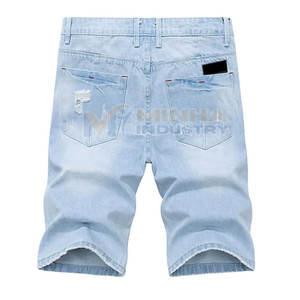 Service OEM Vente en gros Shorts en jean pour hommes personnalisés Nouveauté Shorts en jean pour hommes à marque privée - Product Image 3