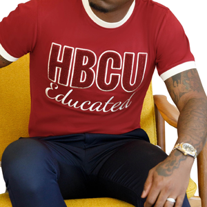 HBCU Educated Chenille T Shirt Maroon Neutral Trim Cotton Crewneck Greek Fraternity Apparel de KAP Collegiate Style - Product Image 2