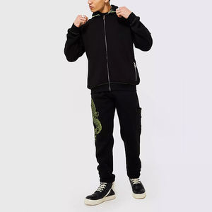 Personnalisé Hommes 100% Coton Vêtements d'Entraînement d'Hiver Respirant Motif Solide Sweat à Capuche Pantalon de Survêtement Jogger Ensembles Bouffée Imprimé Cargo À Capuche - Product Image 1