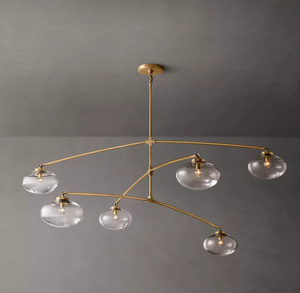 Luminaire suspendu artisanal en acier, laiton massif et <span class=keywords><strong>verre</strong></span> soufflé avec six globes en <span class=keywords><strong>verre</strong></span>, hauteur réglable, <span class=keywords><strong>pour</strong></span> chambre à coucher, maison, hôtel - Product Image 6
