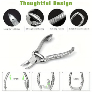 Coupe-ongles professionnel de qualité podiatre pour ongles épais et incarnés outil de soin des pieds à coupe sans effort en acier inoxydable - Product Image 2