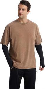 Camisetas Oversize para Hombre al por Mayor, de Algodón Pesado, Lavado Ácido, Estilo Vintage, Unisex, Ajuste Holgado, Manga Corta, Casual, Streetwear, Tops Holgados - Product Image 4