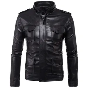 Custom Black Men Leather Jacket with Detachable Hood Quality Classic Man Leisure Fall Outer Wear Wind and Waterproof Coat Jacket