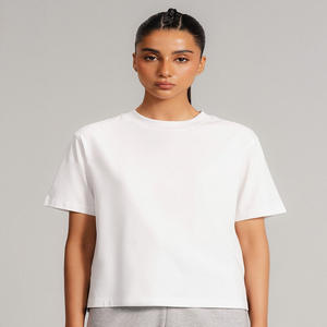 Camisetas de cuello redondo para mujer, corto Top Unisex informal, ropa cómoda ajustada, venta al por mayor, estampado personalizado por fabricantes para ropa de verano - Product Image 2