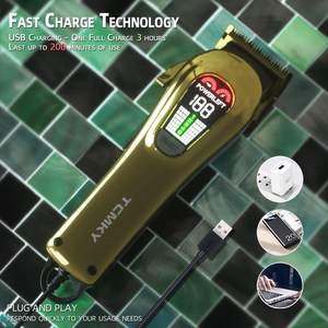 Kit de tondeuse à cheveux professionnelle sans fil et avec fil, rechargeable, lame en acier doré, pour le rasage et la coupe de la barbe - Product Image 2