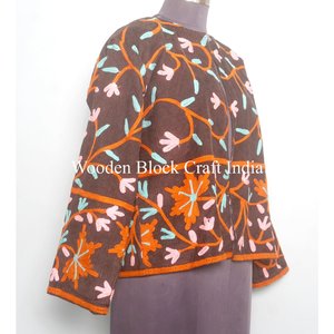 Veste d'hiver unisexe en broderie florale, style vintage bohème chic, vêtement d'extérieur en coton coupe-vent, broderie ethnique, manteau cotrise - Product Image 4