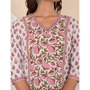 Kurti en popeline de coton imprimé au bloc Butta Jaal avec motif floral - Product Image 2